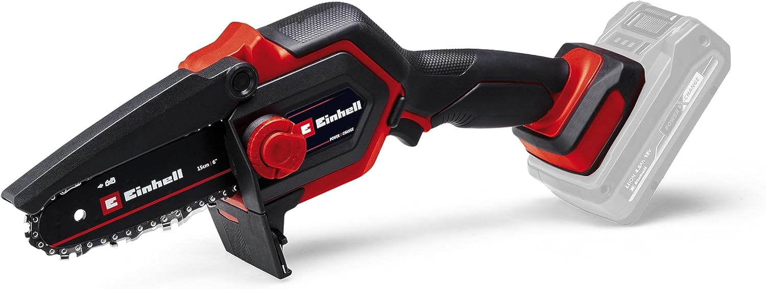 Einhell motosega, a batterie GE-PS 18, lunghezza di taglio 12,5 cm, brushless, cambio lama e catena senza attrezzi, senza batteria)