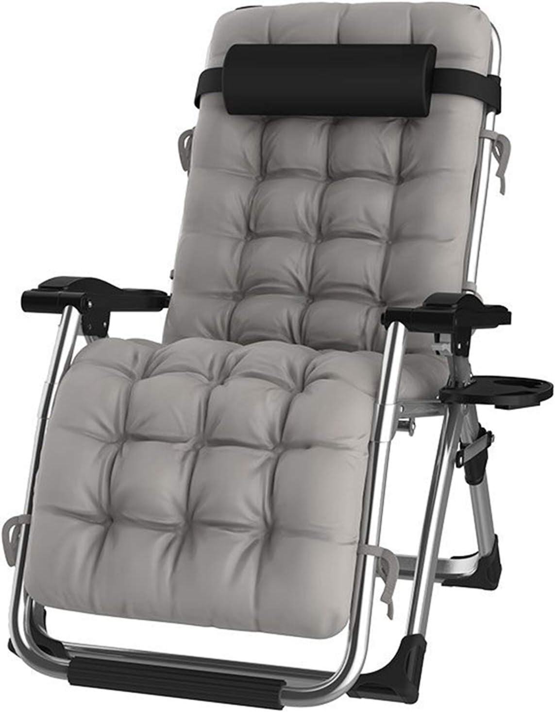 Poltrone reclinabili, Sedia per gravità zero reclinabile all'aperto con portabicchieri, con supporto per cuscini 200 kg ( Color: Silver ), DQCHAIR