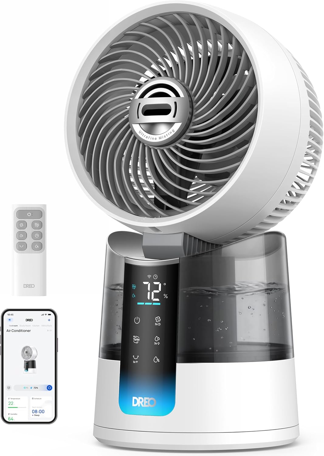 Condizionatori a evaporazione 516S, ventilatore tavolo oscillazione 150° + 30°, raffrescatore evaporativo 7,9 m, silenzioso 20 dB, DREO