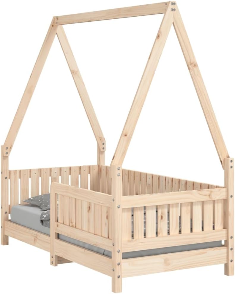 Strutture letto, Giroletto per Bambini 70x140 cm in Legno Massello di Pino, giroletto Bambini a casetta, Letto a casetta, vidaXL