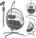 Sedia sospesa EN581-1, Telaio in Acciaio fino a 130 kg, Poltrona a Uovo da Giardino e Balcone, Altezza Regolabile 160–180 cm, AREBOS