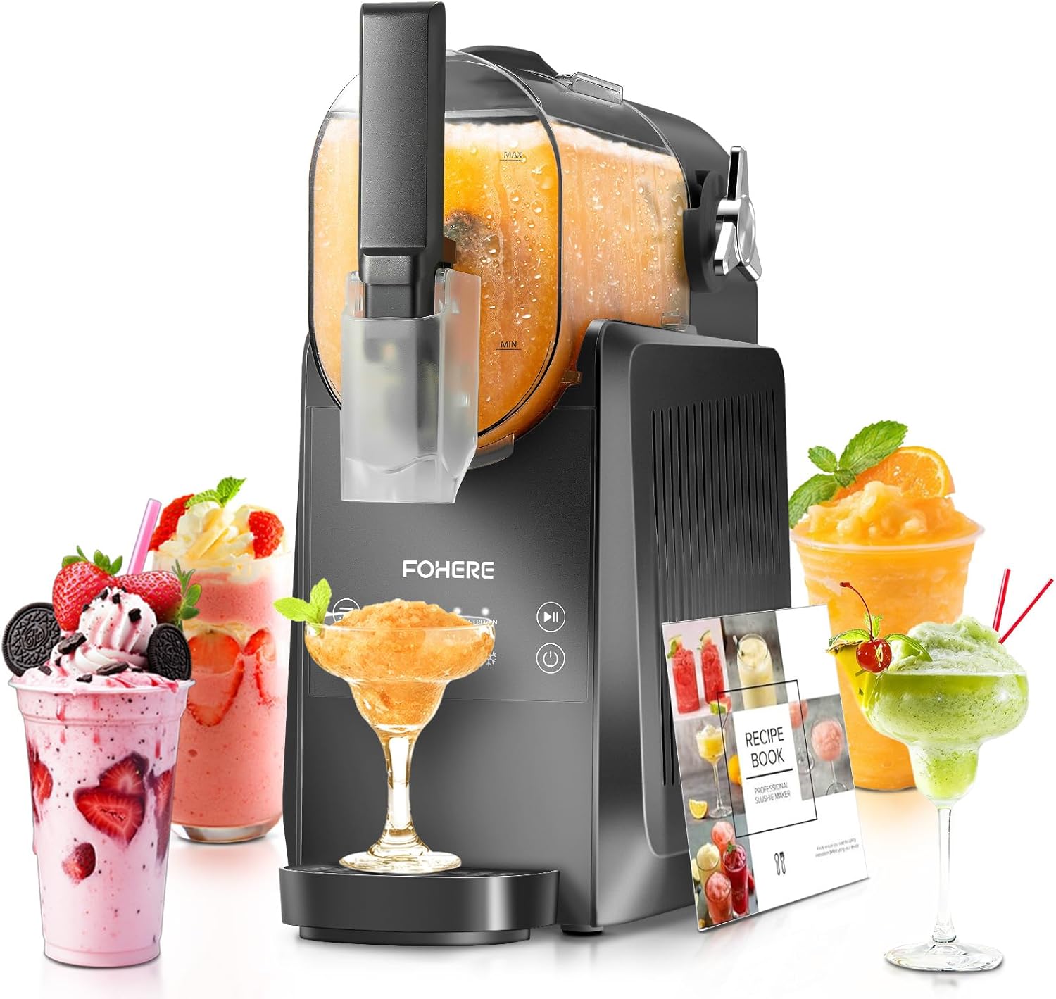Macchine per granite, Cocktail, Frappé, Milkshake e Succhi, 5 programmi preimpostati, Macchina per Granita, Senza Bisogno di Ghiaccio, FOHERE