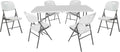 Tavoli da picnic, Tavolo pieghevole + 6 Sedie bianco con struttura in metallo e piano in resina per interni e giardino, XONE