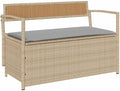 Panche, Panca da Giardino Portaoggetti con Cuscino Beige in Polyrattan da Esterno, vidaXL