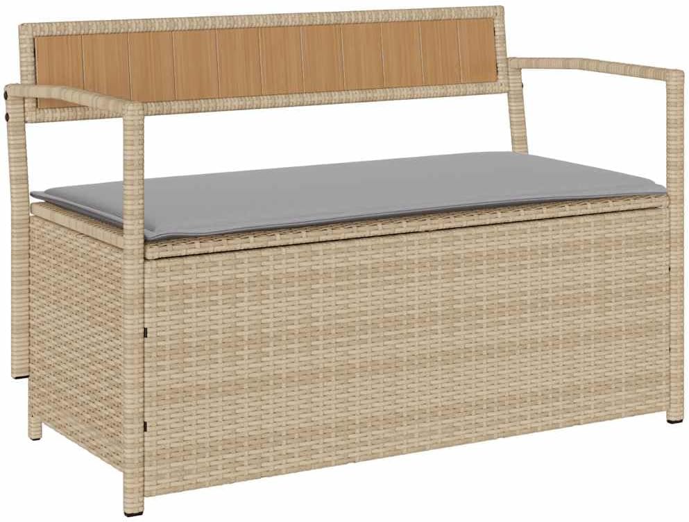 Panche, Panca da Giardino Portaoggetti con Cuscino Beige in Polyrattan da Esterno, vidaXL