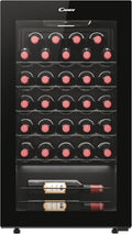 Cantine indipendenti CWC023, Libera Installazione, Vetro Anti-UV, Ripiani Cromati, Luce LED, Porta Reversibile, 37 dB, Nero, CANDY