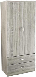 Armadio, 2 Ante e 2 Cassetti - Struttura in Legno Truciolare, Organizzatore Vestiti - 80 x 52 x 190 cm (Olmo), Guardaroba, Moderno, MA MAISON