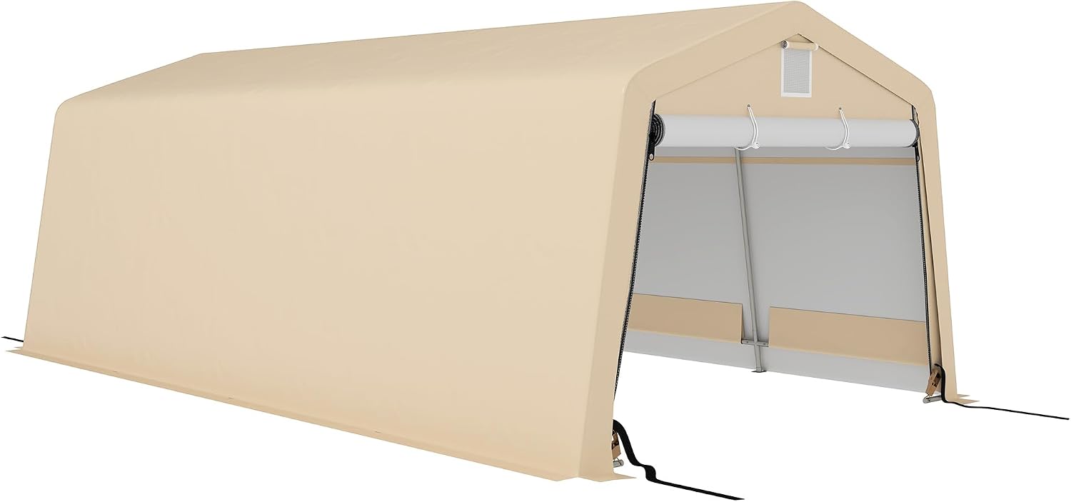 Tettoie per auto, m2 impermeabile anti-UV, 1 porta kaki e 2 bocchette di ventilazione, Outsunny