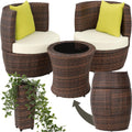 Set mobili da giardino, Sedia da Esterno, Poltrona Giardino, Tavolo con Sedie Esterno - Nero, Poli Rattan e Alluminio, 2 Sedie, 1 Tavolo, tectake
