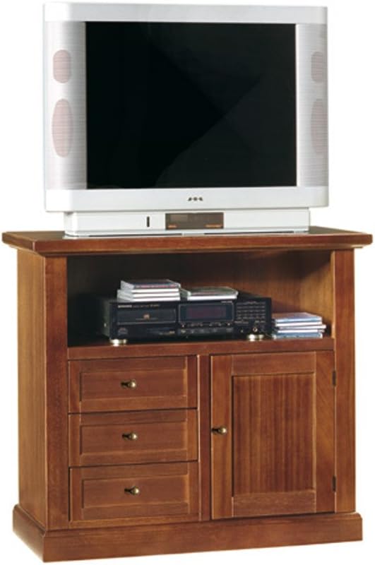 Mobiletti, in legno massello e mdf con rifinitura in noce lucido - Mis. 84 x 40 x 80, Mobile porta tv, stile classico, mobili2g