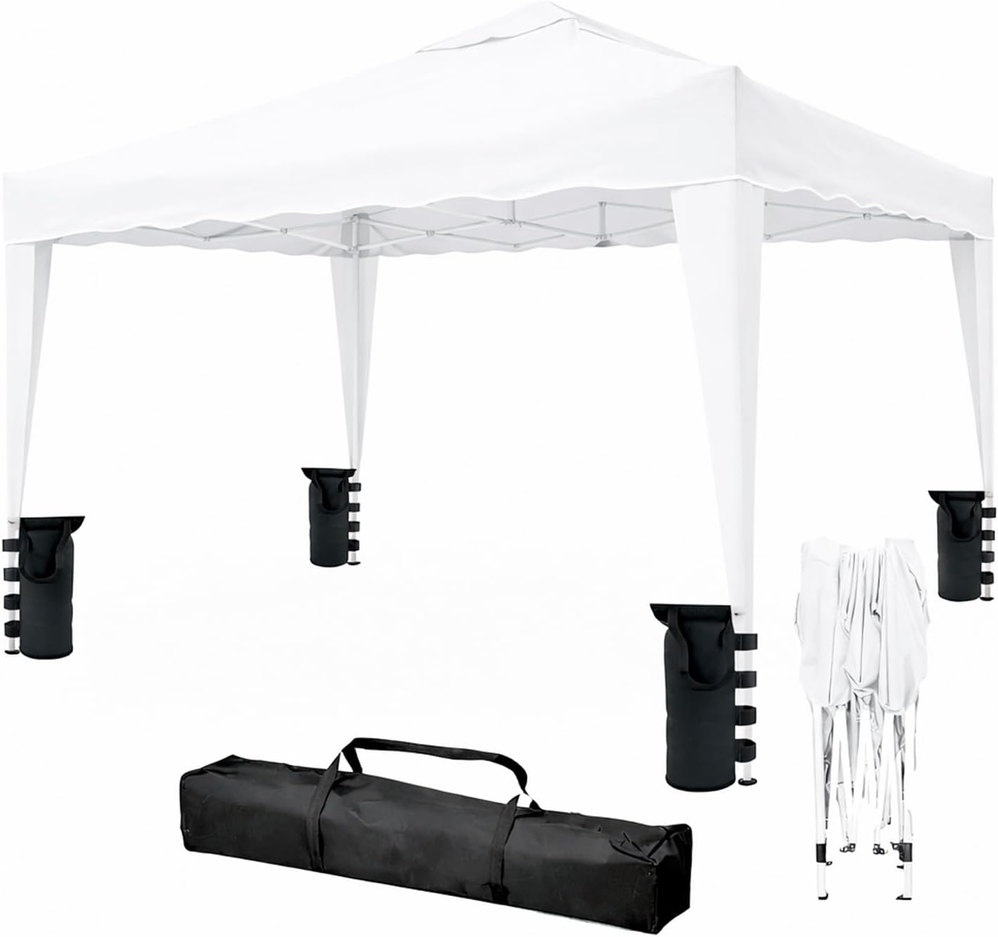 Gazebo, m2 Anti-UV Struttura Robusta Apertura Rapida a Fisarmonica con Borsa e 4 Sacche Zavorra per Giardino Fiere Eventi Piscina (Bianco), Arreditaly
