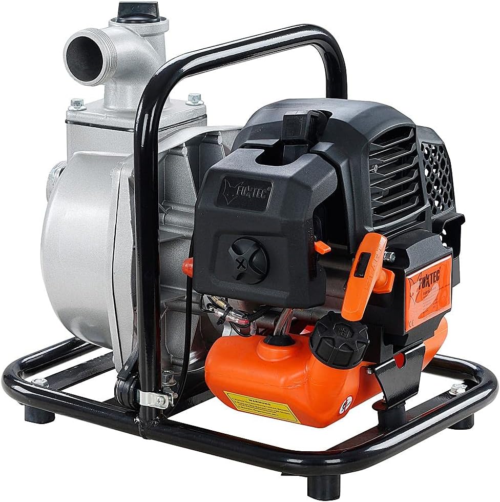 Pompe per fontane FX-WP143, pompa d'acqua a benzina con 8.000 L di portata e max. prevalenza 30 m pompa da giardino, Fuxtec