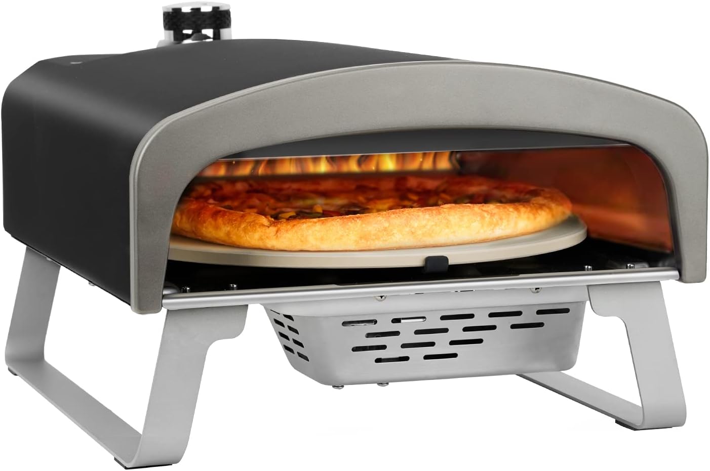 Forni per pizza, portatile, 50 mbar, Q Pizza - Forno per pizza a gas con funzione rotante, per esterni, per giardino, terrazza e balcone, DOBADN