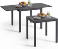 Tavoli standard, Tavolo da Pranzo 4-6 Persone - Grigio Scuro, ® Tavolo da Esterno Allungabile in Alluminio, 160 x 80 x 75 cm, Piano a Doghe, tectake