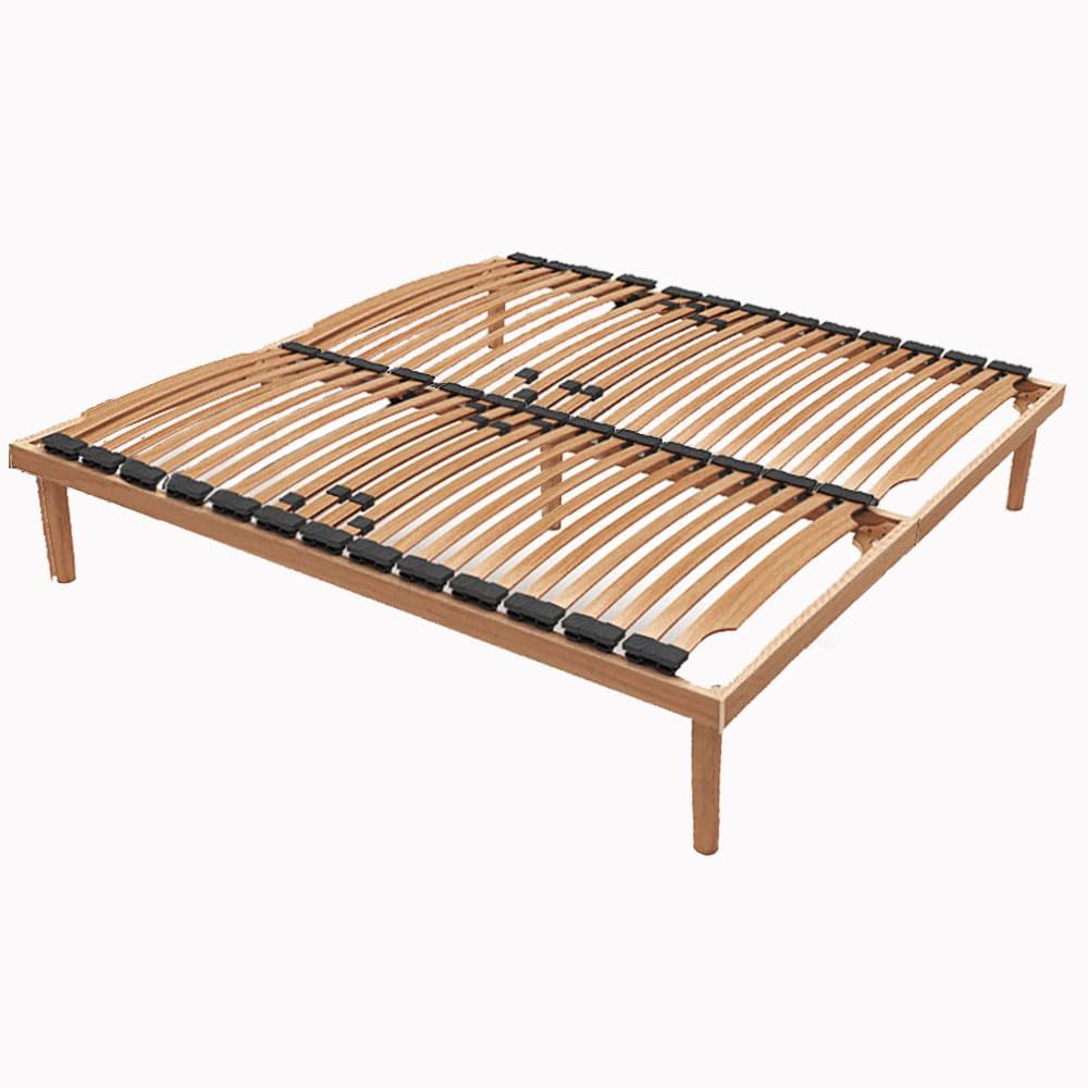 Doghe letto, regolatori di portanza e rigidità e 5 piedi di cui uno centrale, rete letto con doghe flessibili curve, Comprarredo