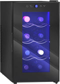 Cantine indipendenti, con Display Touch, Luci LED, Vetro Anti UV, Ripiani Regolabile, Termoelettrico, Classe, Nero, HOMCOM