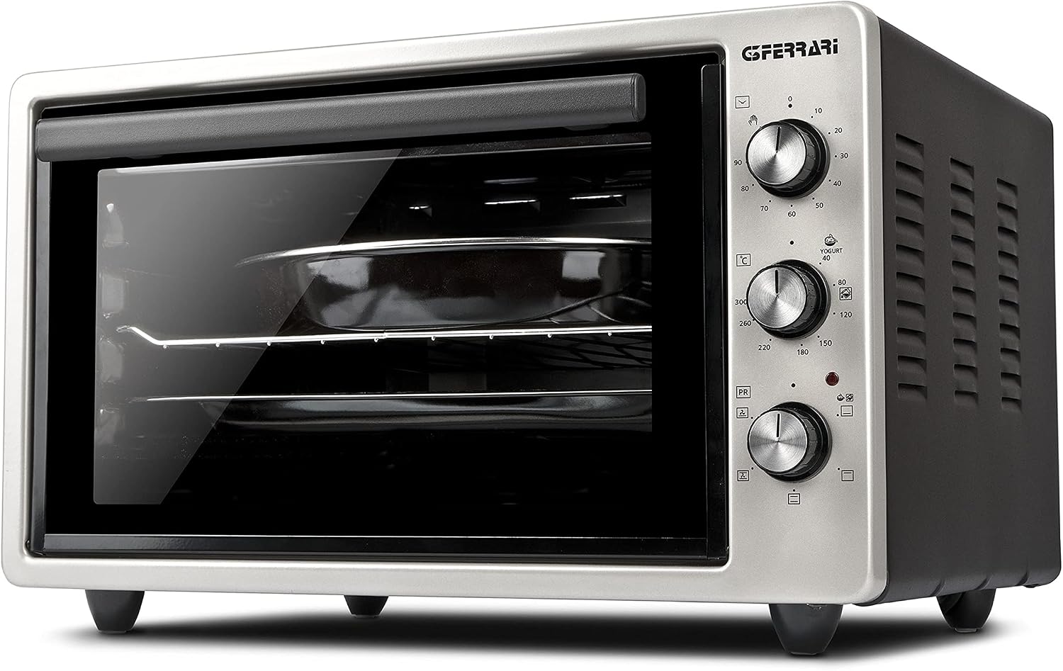 Fornetti elettrici G10153, Argento Nero, Raggiunge fino a 300° C, 5 modalità di cottura, 1400 W, Timer 90 min, Forno Elettrico Ventilato, G3 Ferrari