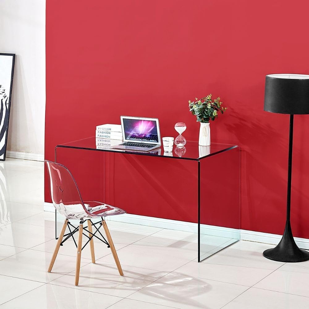 Scrivanie, Scrivania Ufficio Vetro Temperato Spessore 12 mm Dimensioni 125x70x75 cm Colore, DecHome