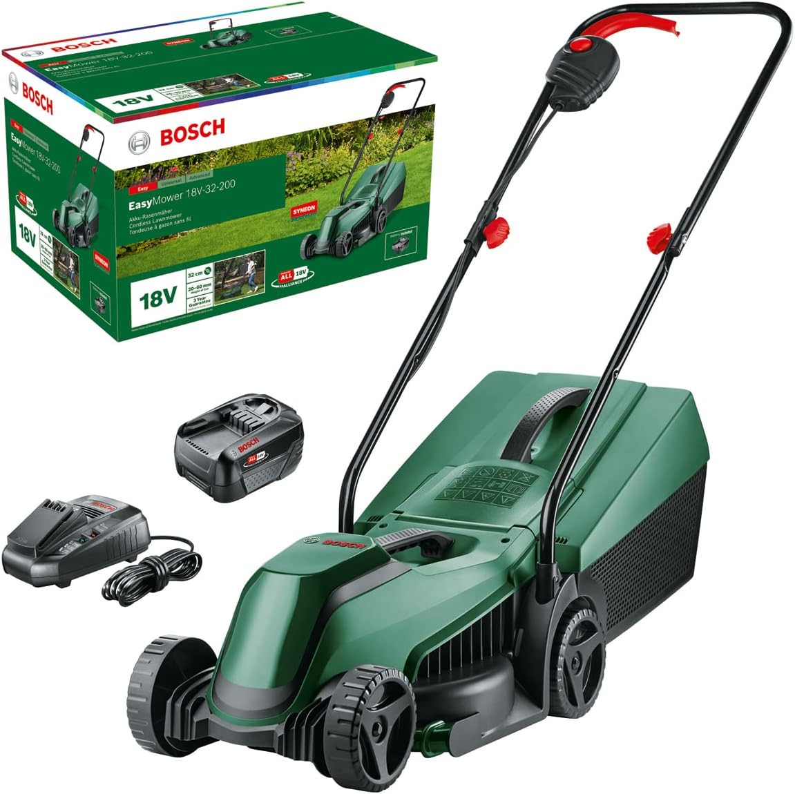 Bosch 18V-32-200 tosaerba, a batteria EasyMower 18 V-32-200 (1 batteria da 4,0 Ah, 18 Volt System, in confezione di cartone)