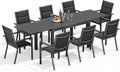 Set da pranzo 130-260CM, Grigio Scuro, 8 Persone Set Tavolo e Sedie Da Giardino In Alluminio, Set Da Giardino Esterno, Devoko