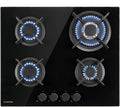 Piano cottura, 4 Fuochi, Integrato 8000 W, per Fornelli a Gas, in Vetro e Acciaio Inossidabile, KLARSTEIN