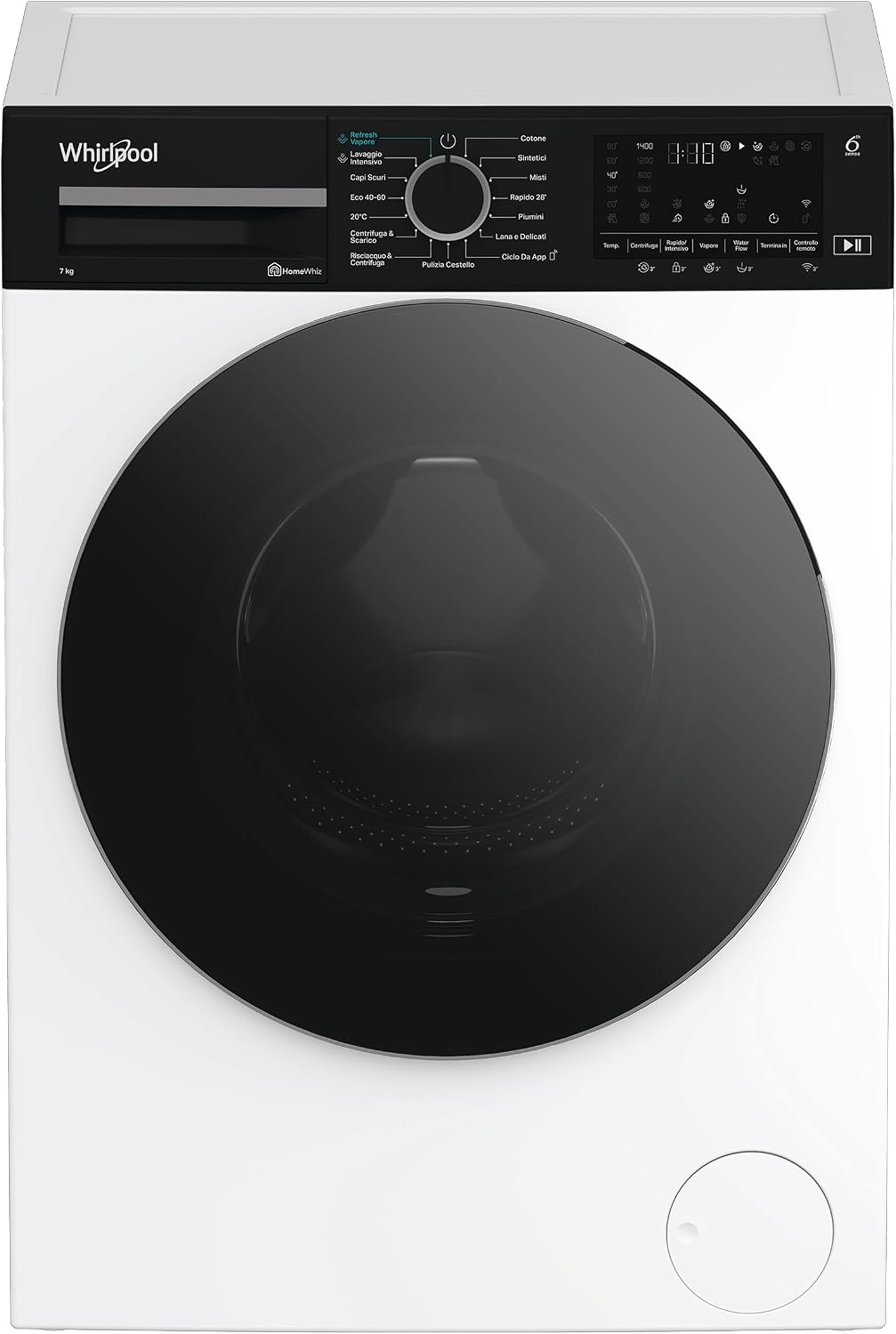 Whirlpool 76WBC lavatrice, 1400 giri, Tecnologia 6° SENSO, Carica Frontale, min, Classe A, AutoDose, Steam Refresh, FreshCare+