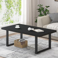 Tavolini da caffè, Tavolino da caffè moderno nero, minimalista industriale in legno, tavolino da cocktail in legno e metallo, per casa, ufficio, IBF