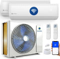Climatizzatore split R32, Climatizzatore Dual Split 12000 + 12000 Inverter A++ Pompa di Calore Caldo Freddo, 4D AirFlow, WiFi, App, Zeniro