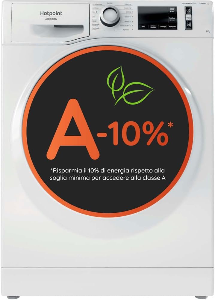 Lavatrice 748G, ARISTON NR WS A IT - 8 kg Carica Frontale, 12 Programmi, Centrifuga 1400 Giri, Funzione Vapore per Rimuovere Batteri, Hotpoint