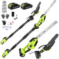 Tagliasiepi, 4* Catene 6', Motosega e con Asta Telescopica, Arbusti, Rami, 2 * 4000 mAh Batterie Ricaricabili per Tagliare Giardini, finade