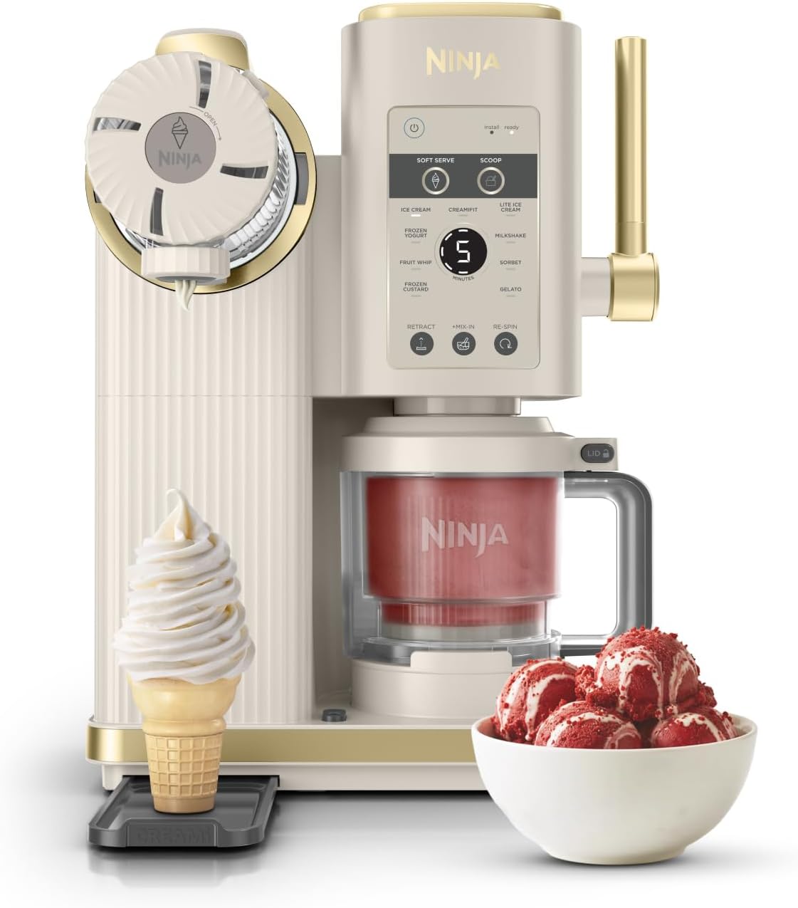 Ninja NC701EUSTGD Macchine del gelato, CREAMi Scoop & Swirl gelatiera con 2 vasetti, 13 programmi, gelato alla spina, gelato artigianale, sorbetto