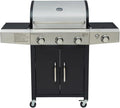 Barbecue a gas, Ruote E Struttura In Acciaio Inox, Completo Di Bruciatore Laterale, Coperchio, Termometro, Griglia In Ghisa, Arsard