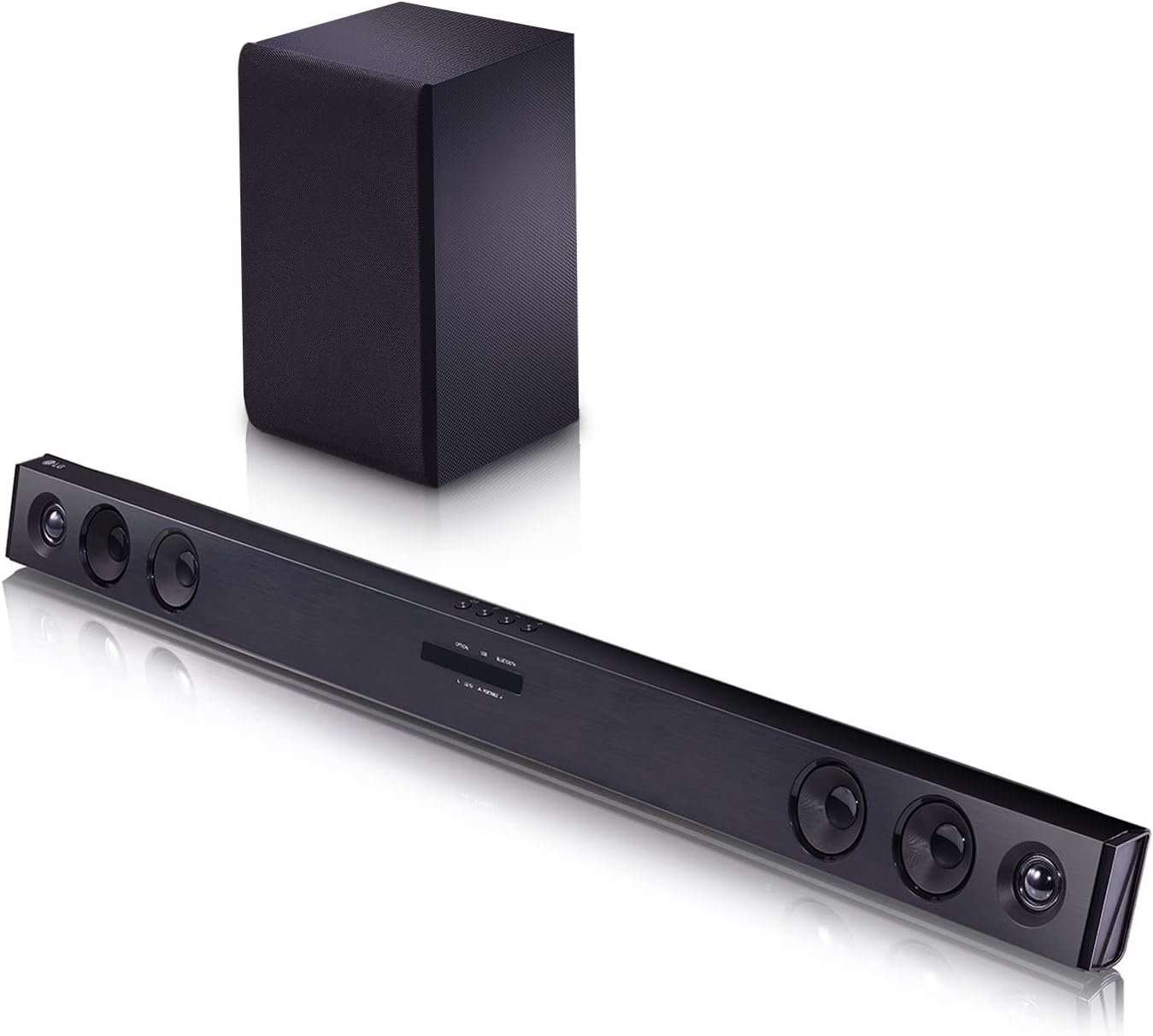 LG SQC2 Soundbar, Dolby Digital, Bluetooth, Ingresso Ottico, USB, TV 300 W, 2.1 Canali con Subwoofer Wireless, Ingresso AUX 3,5 mm