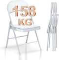 Sedie pieghevoli, sedie da giardino bianche, sedie alluminio da esterno, sedie moderne per matrimoni, cucina, fino a 158 kg, in ecopelle, BULAGE