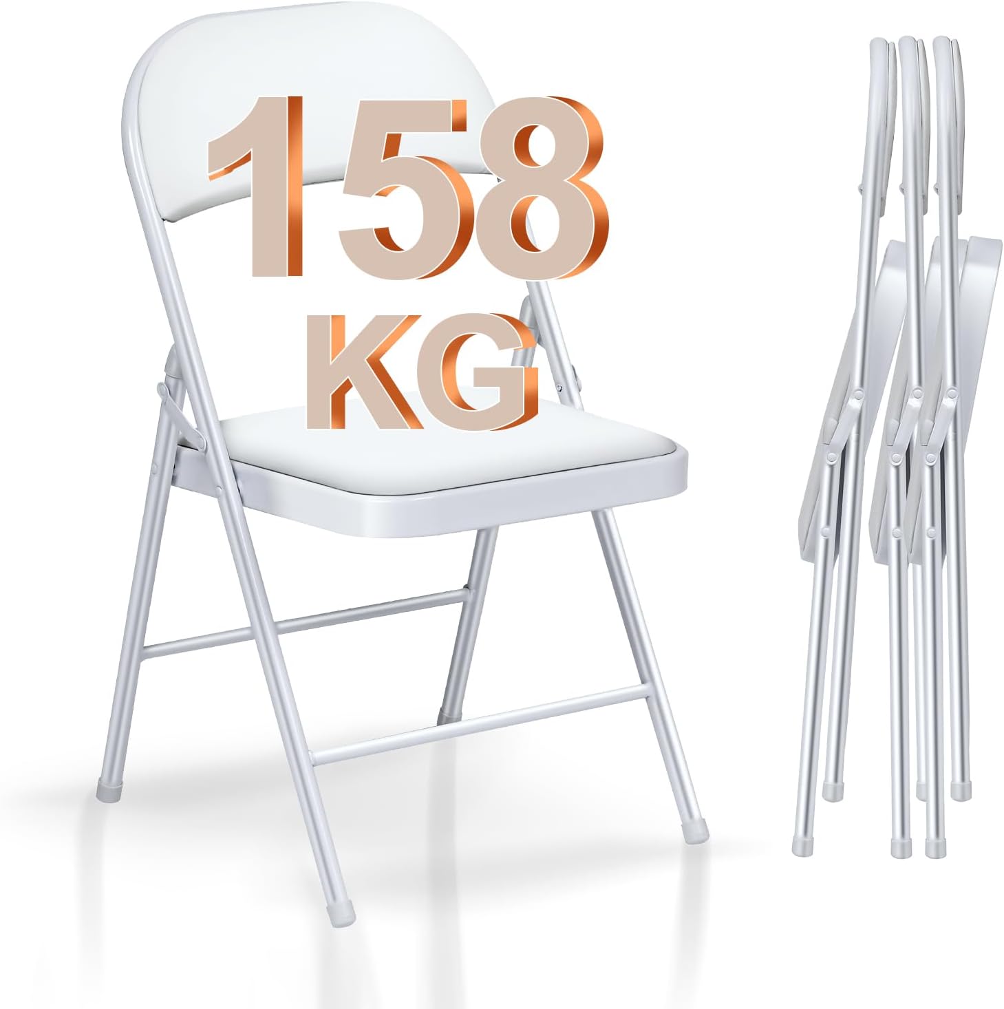 Sedie pieghevoli, sedie da giardino bianche, sedie alluminio da esterno, sedie moderne per matrimoni, cucina, fino a 158 kg, in ecopelle, BULAGE