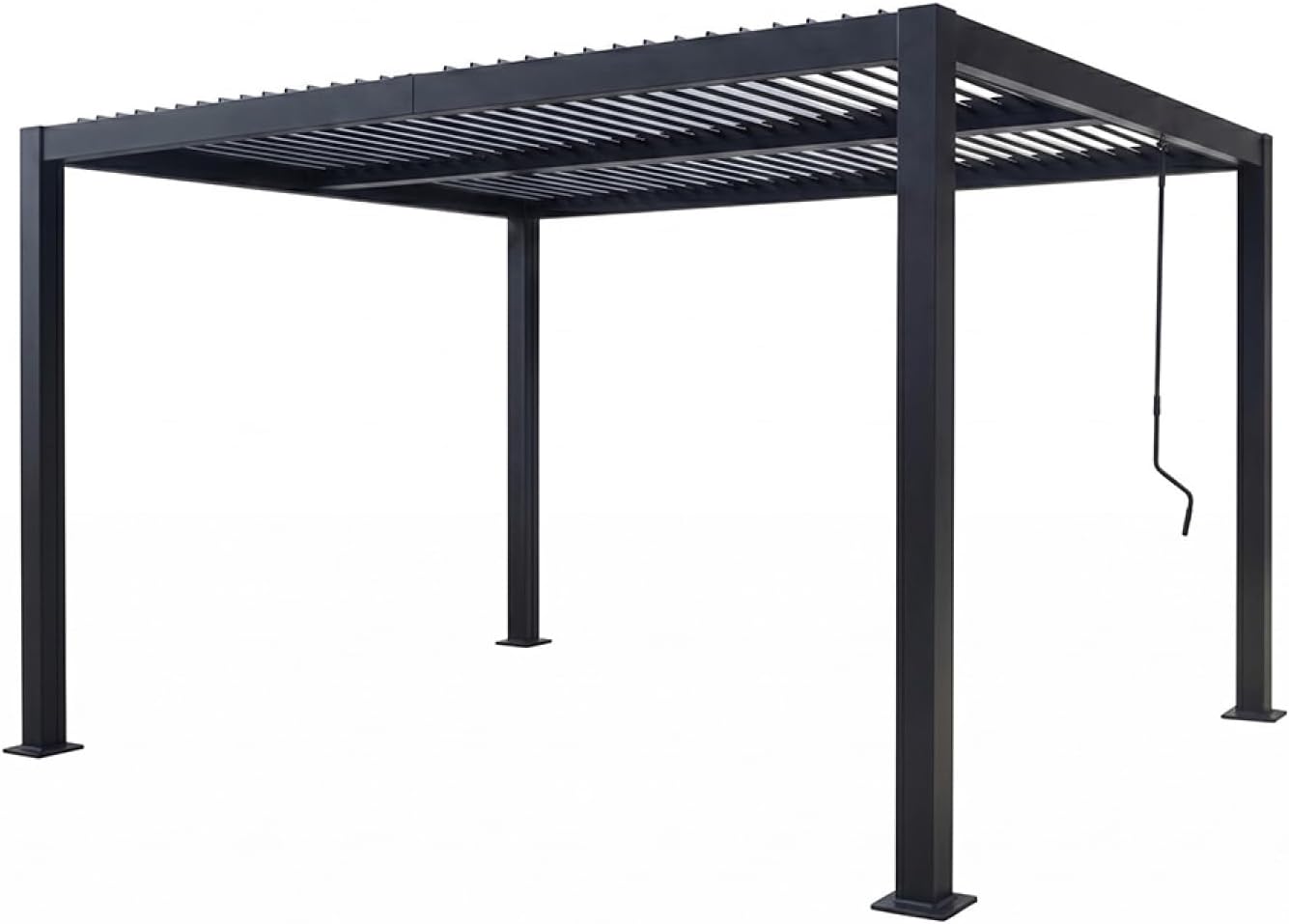 Gazebo, Pergola Bioclimatica CORFU Nero, Struttura in Alluminio, 4 x 3 m, Lamelle Orientabili, Design Pulito & Funzionale, CONCEPT USINE