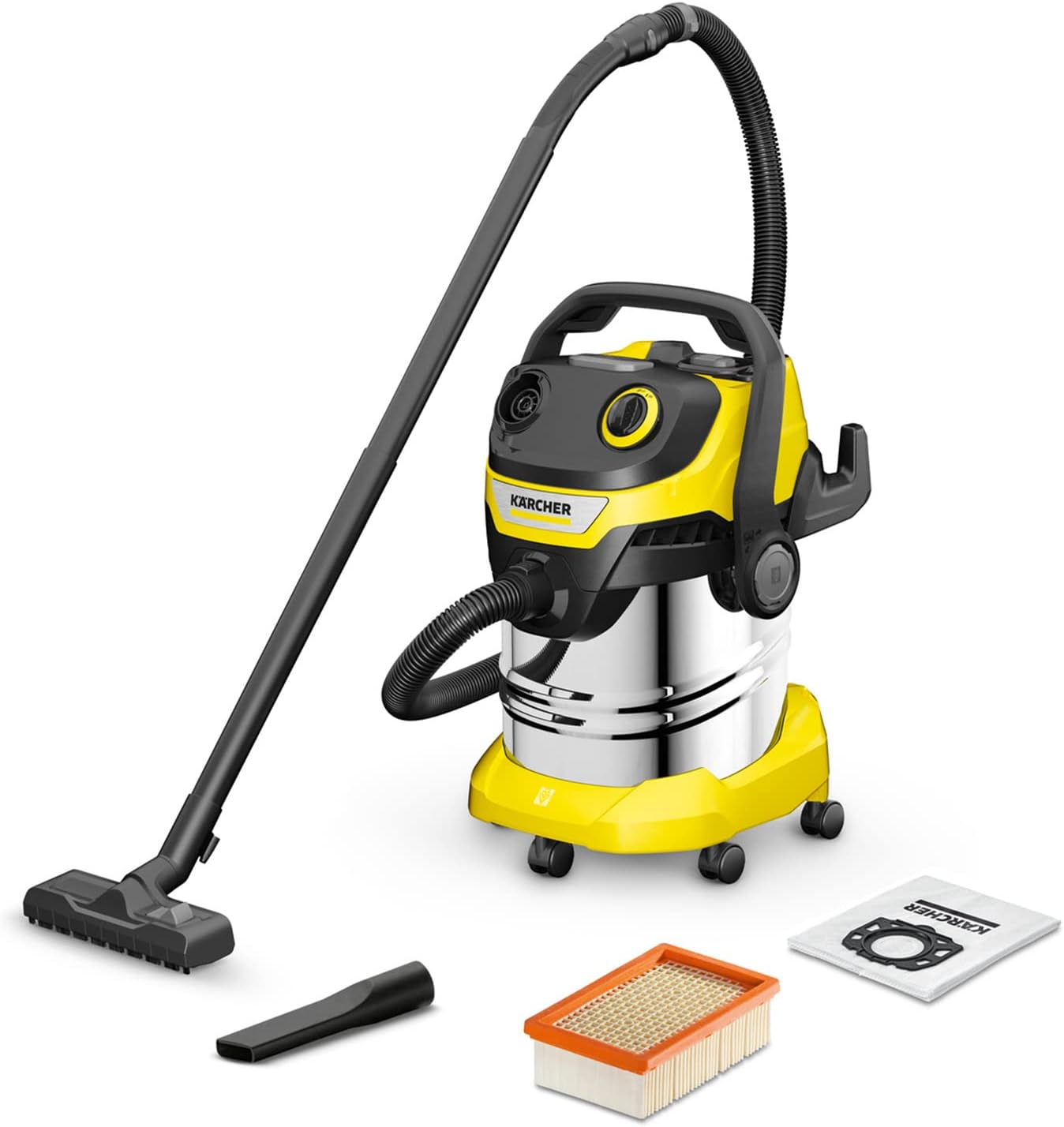 KÄRCHER V-25 Aspiratori solidi-liquidi per uso commerciale, funzione soffiante, filtro in vello, pulizia automatica filtro, 1200 W